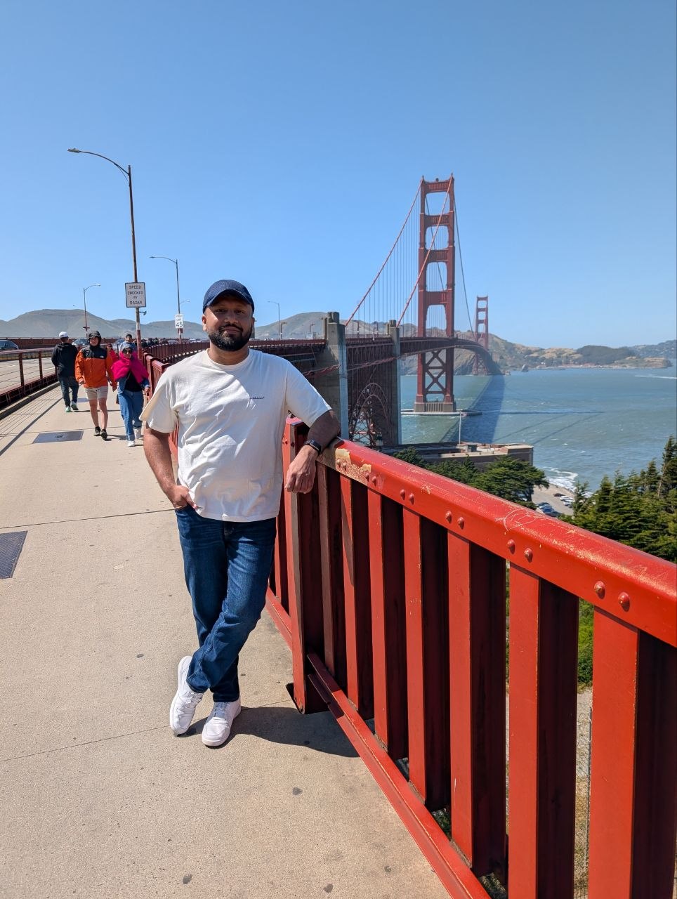 Sam Gupta at the Golden Gate Bridge, San Francisco